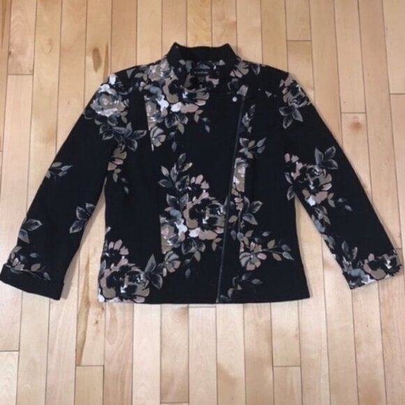 BLACK floral zip jacket size XS - Picture 2 of 9